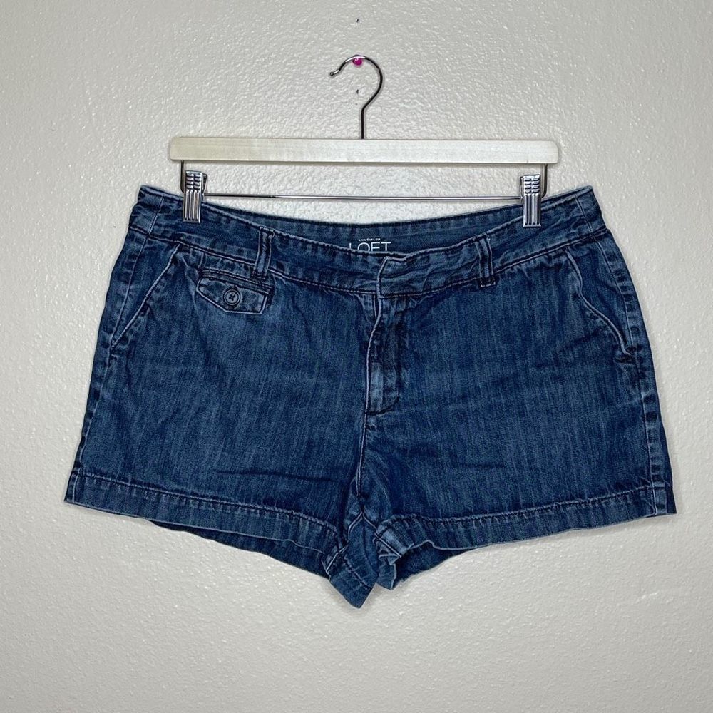 Ann Taylor LOFT Shorts Womens 12 Blue Jean Chino Casual Cotton